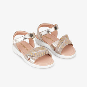 CONGUITOS Shoes Girl's Platinum Leaf Leather Sandals