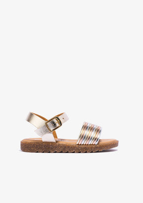 CONGUITOS Shoes Girl's Platinum Multicolour Metallized Sandals