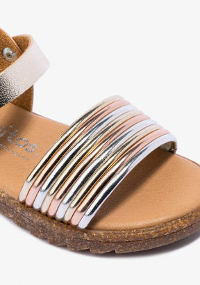 CONGUITOS Shoes Girl's Platinum Multicolour Metallized Sandals