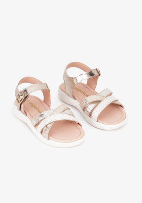 CONGUITOS Shoes Girl's Platinum Printed Leather Sandals
