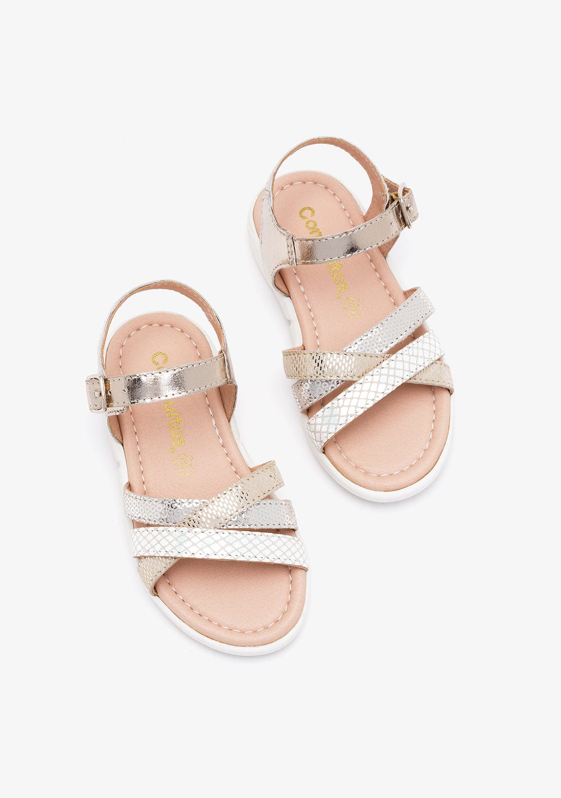 CONGUITOS Shoes Girl's Platinum Printed Leather Sandals