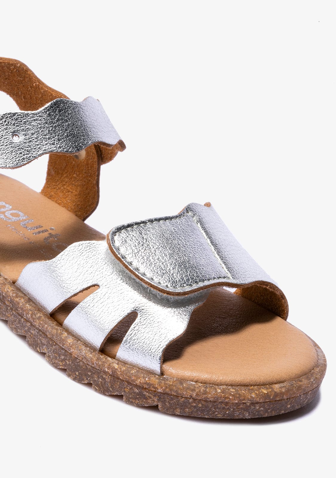 CONGUITOS Shoes Girl's Silver Adherent Strip Metallized Sandals