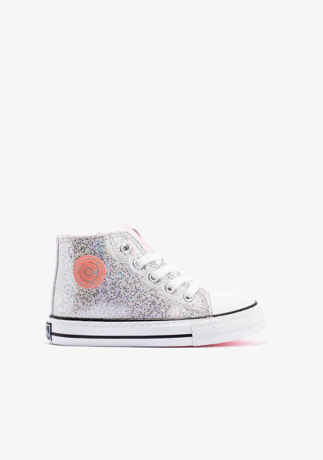 CONGUITOS Shoes Girl's Silver Glitter Hi-Top Sneakers