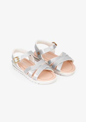 CONGUITOS Shoes Girl's Silver Glitter Sandals