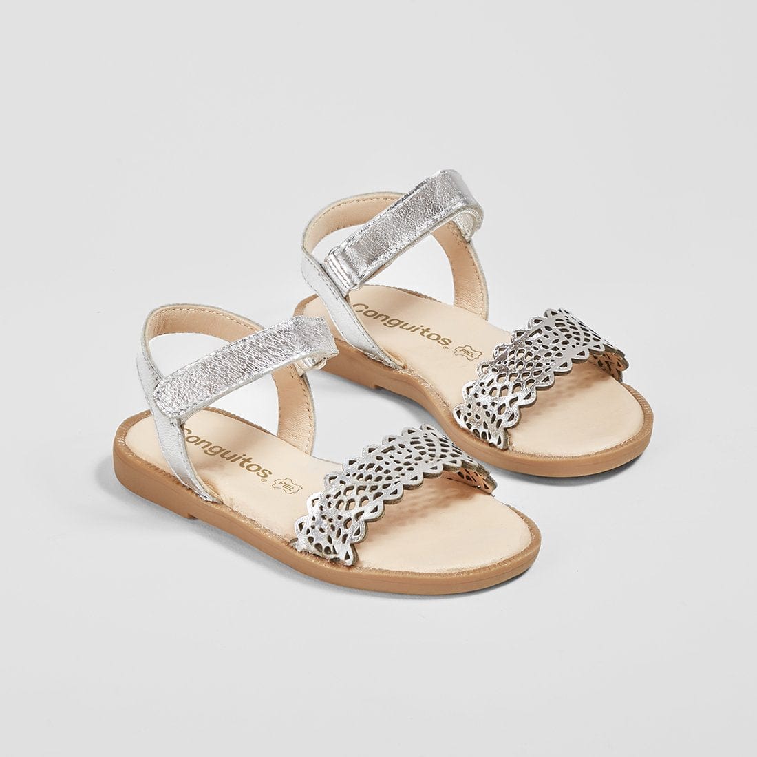 CONGUITOS Shoes Girl's Silver Leather Sandals