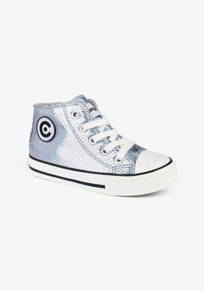 CONGUITOS Shoes Girl's Silver Metallic Hi-Top Sneakers