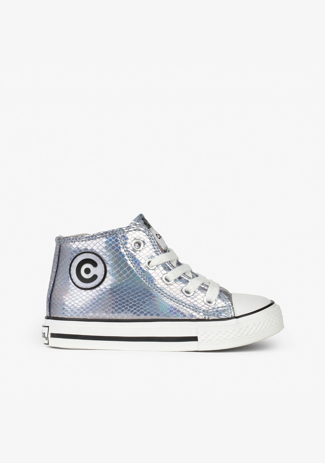 CONGUITOS Shoes Girl's Silver Metallic Hi-Top Sneakers