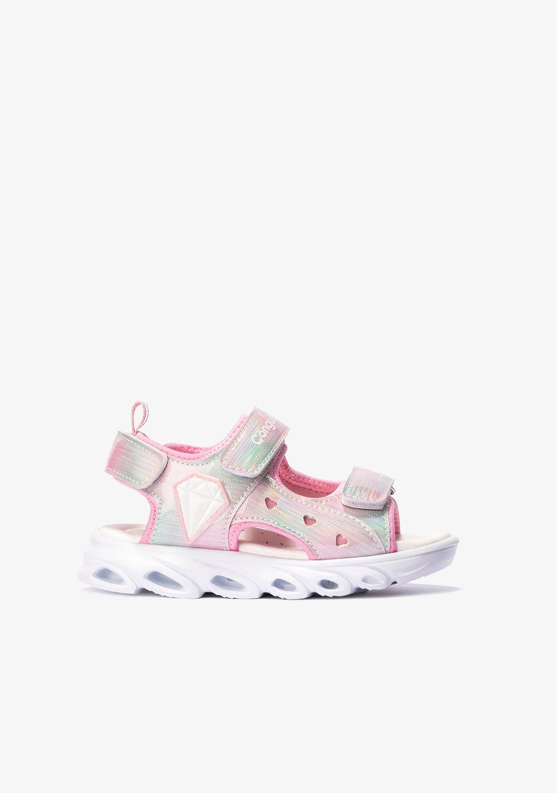 CONGUITOS Shoes Girl's Silver Pink With Lights Sport Sandals