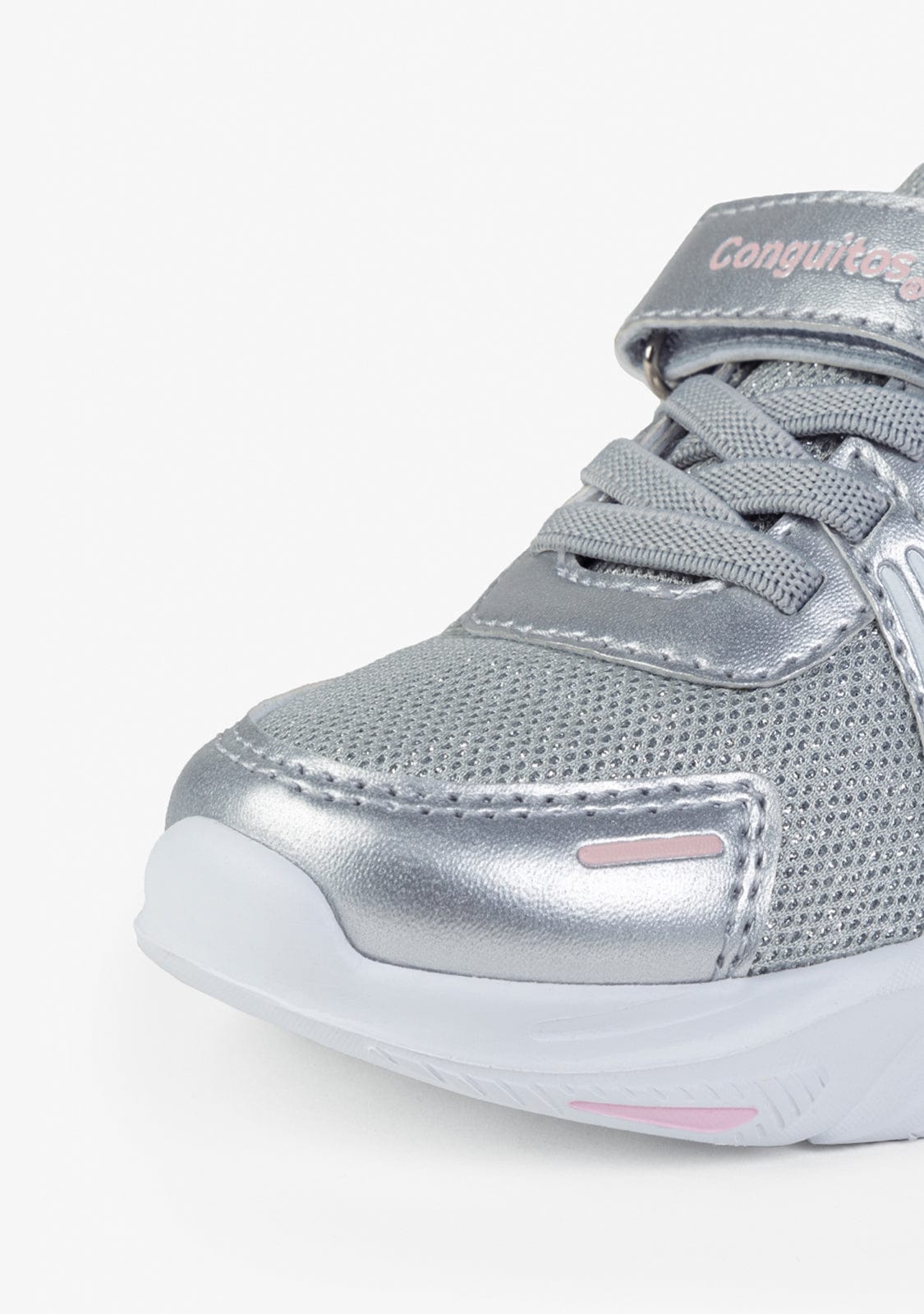 CONGUITOS Shoes Girl's Silver Sneakers with Lights