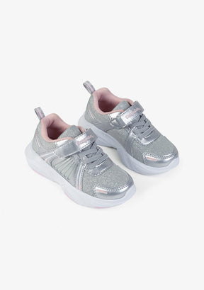 CONGUITOS Shoes Girl's Silver Sneakers with Lights