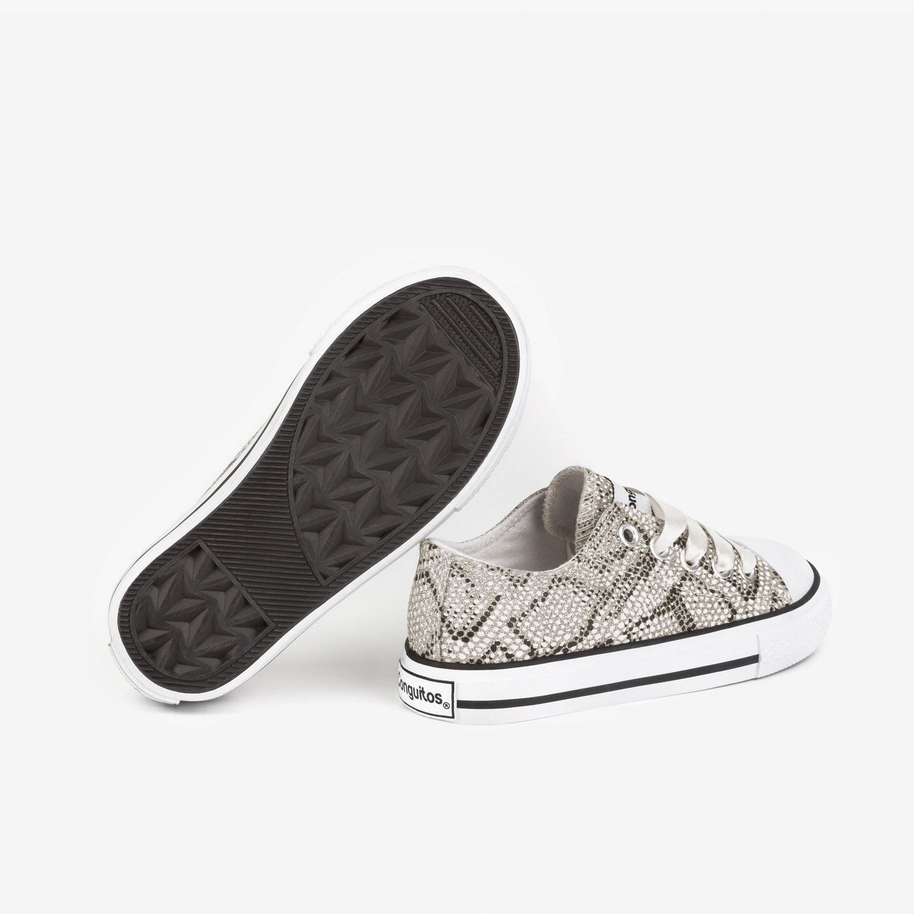 CONGUITOS Shoes Girl's Snake Silver Sneakers