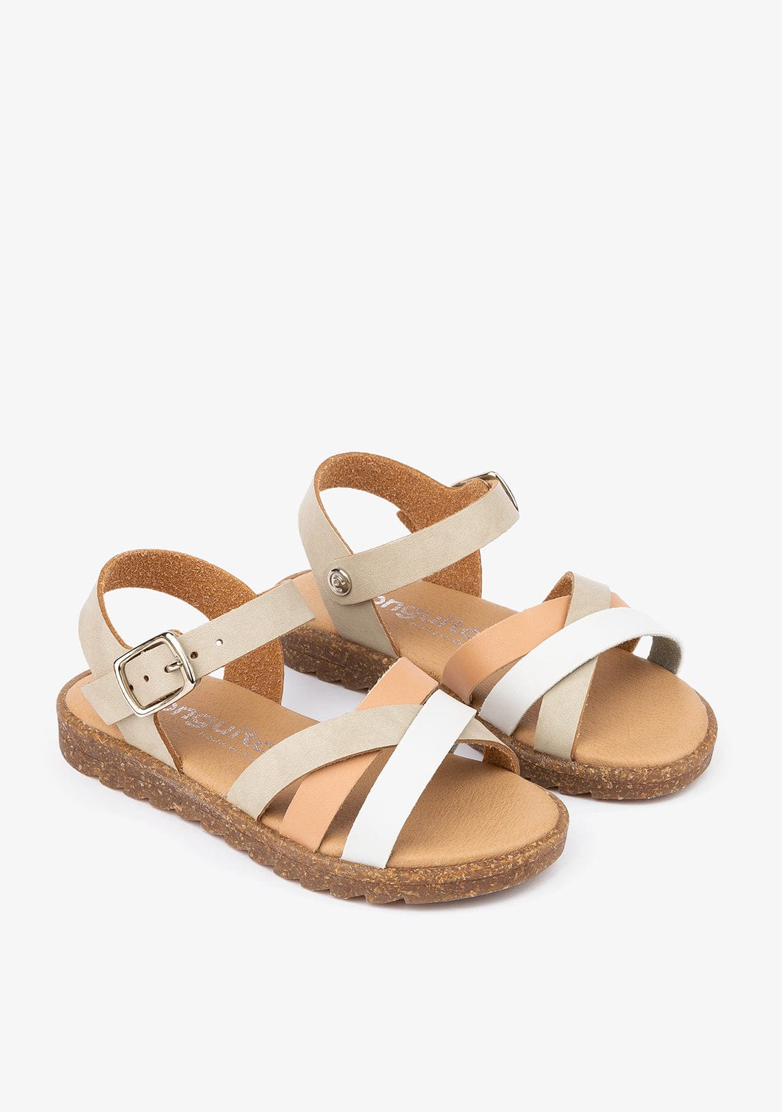 CONGUITOS Shoes Girl's Taupe Straps Multi Sandals Leather