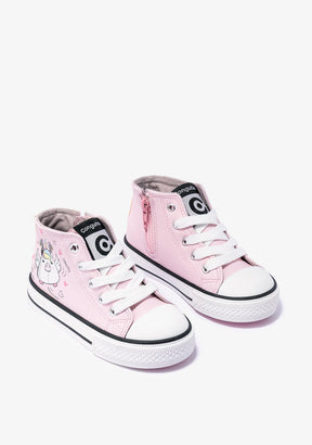 CONGUITOS Shoes Girl's Unicorn Hi-Top Sneakers Pink Napa