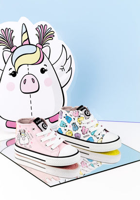 CONGUITOS Shoes Girl's Unicorn Hi-Top Sneakers Pink Napa