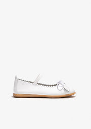 CONGUITOS Shoes Girl's White Bow Hearts Ballerinas