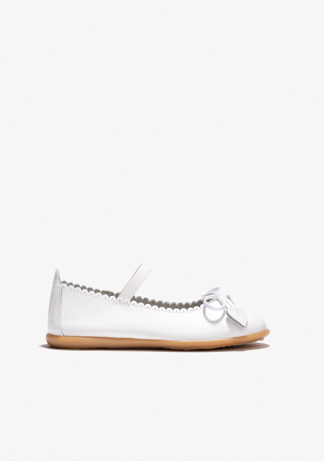 CONGUITOS Shoes Girl's White Bow Hearts Ballerinas