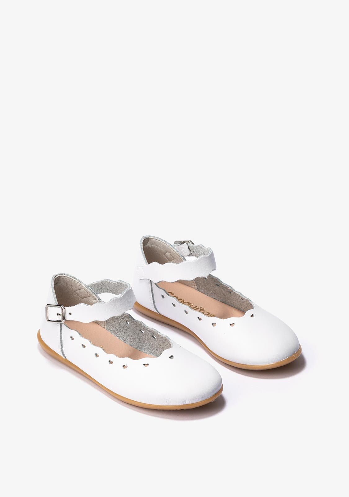 CONGUITOS Shoes Girl's White Buckle Ballerinas