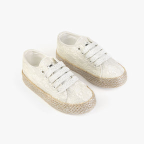 CONGUITOS Shoes Girl's White Embroidered Sneakers