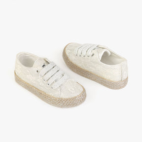 CONGUITOS Shoes Girl's White Embroidered Sneakers