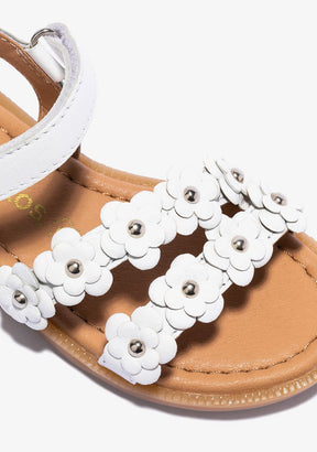 CONGUITOS Shoes Girl's White Flowers Sandals Napa