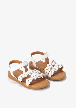 CONGUITOS Shoes Girl's White Flowers Sandals Napa