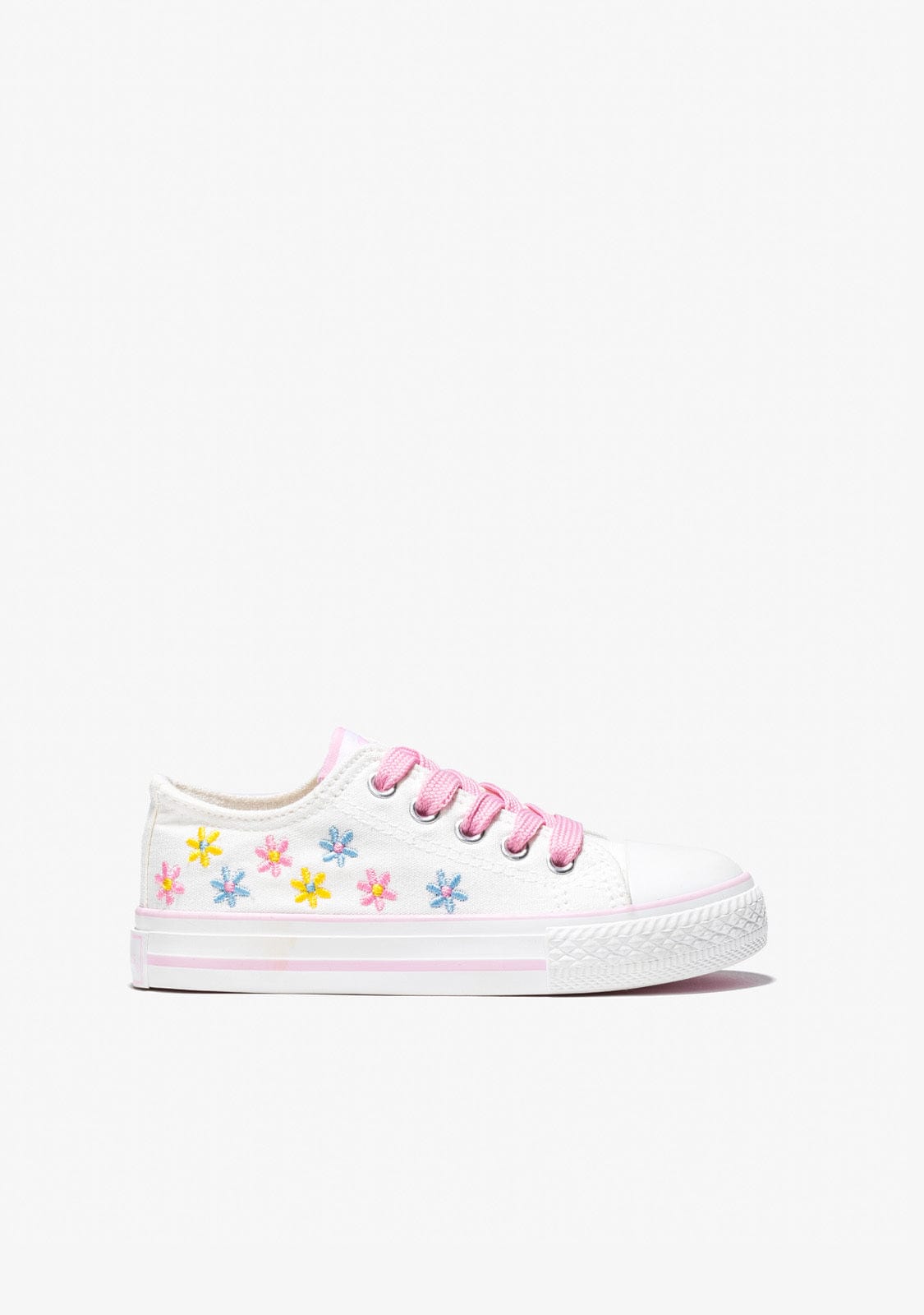 CONGUITOS Shoes Girl's White Flowers Sneakers Canvas