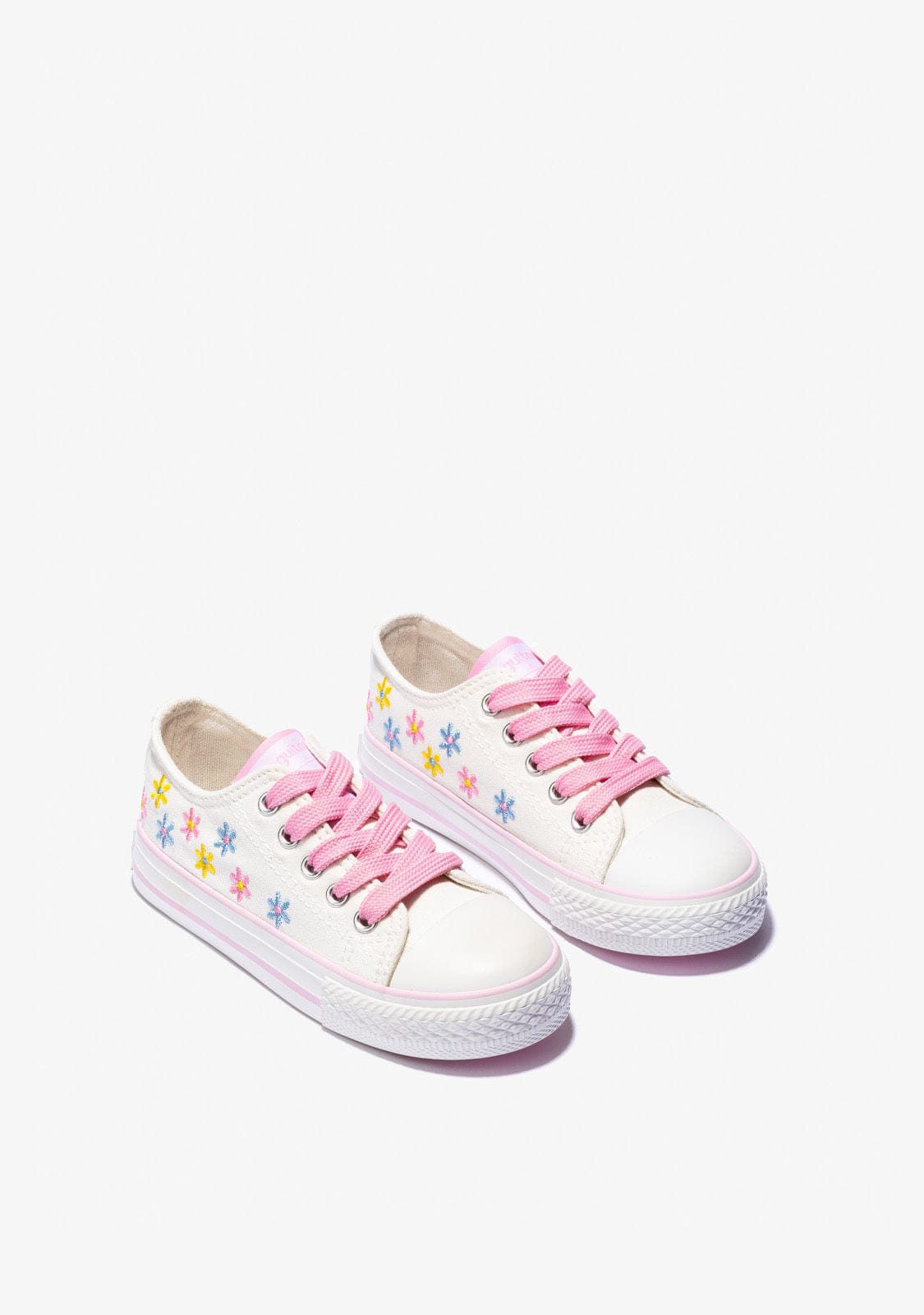CONGUITOS Shoes Girl's White Flowers Sneakers Canvas