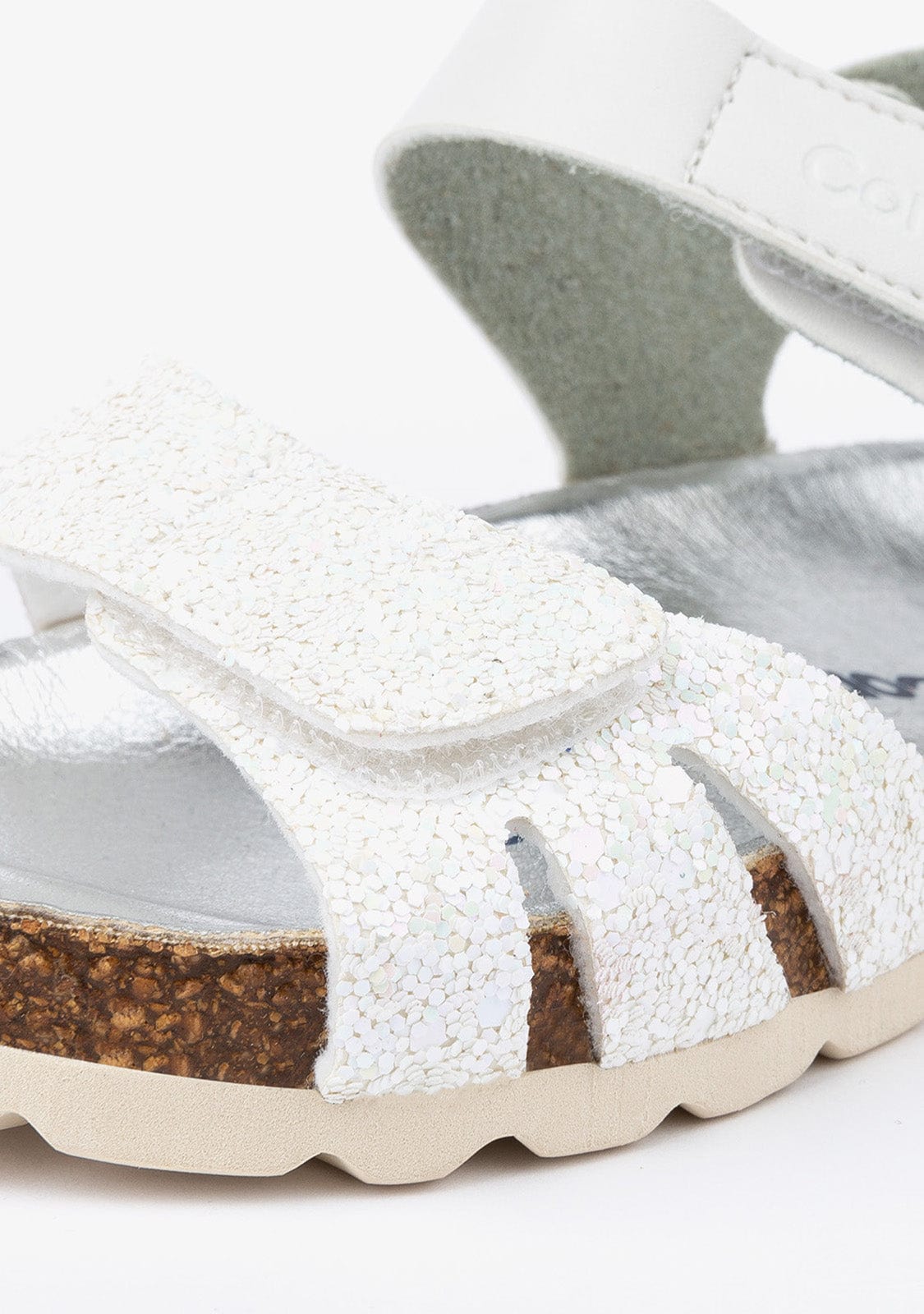 CONGUITOS Shoes Girl's White Glitter Bio Sandals