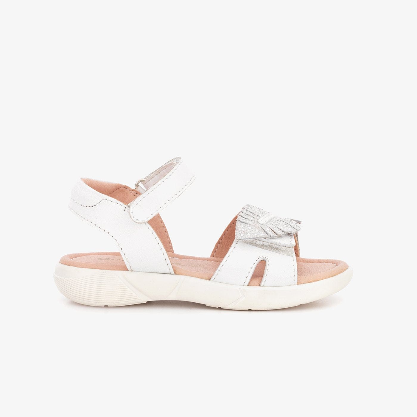 CONGUITOS Shoes Girl's White Leaf Leather Sandals