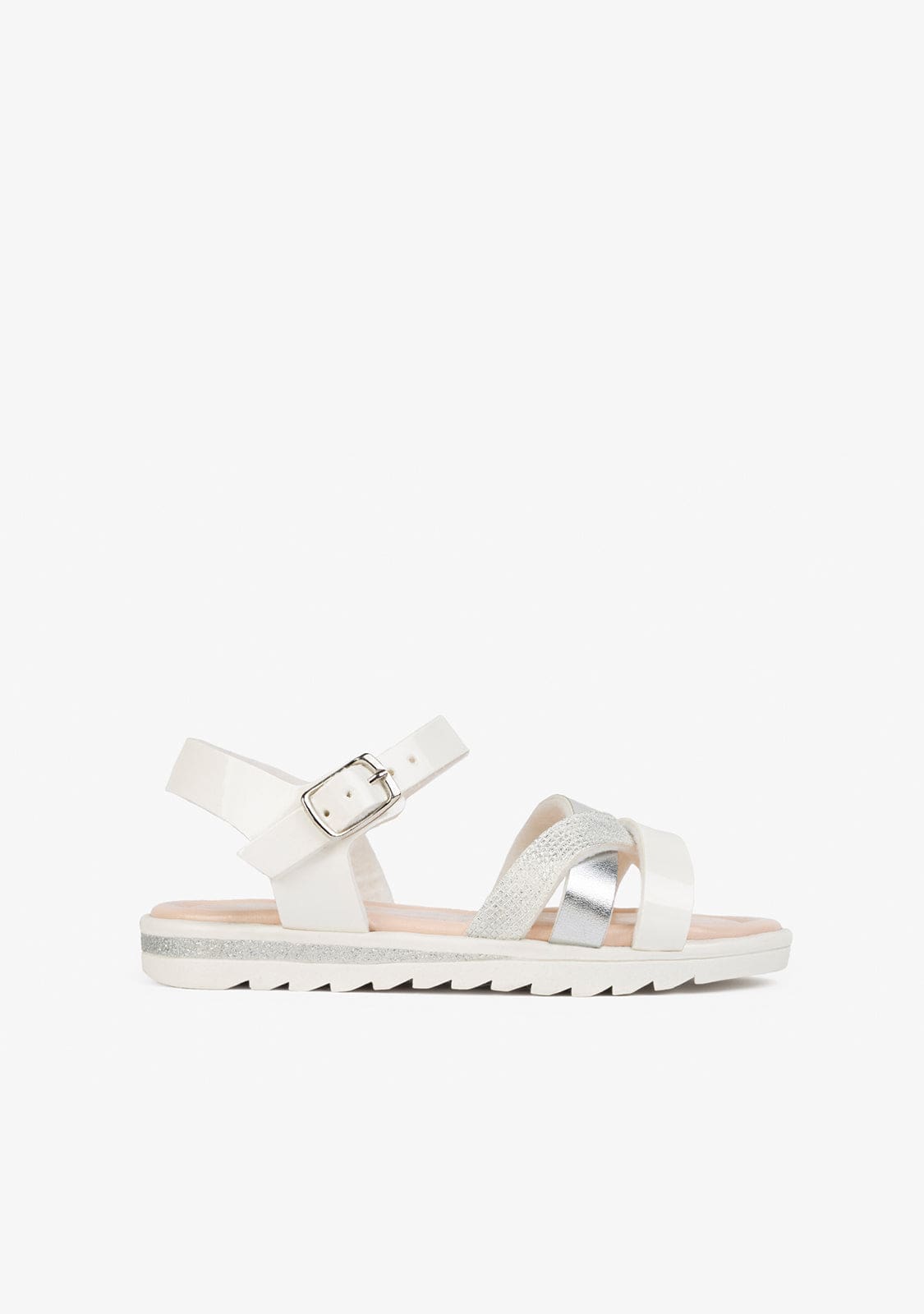 CONGUITOS Shoes Girl's White Patent Leather Sandals