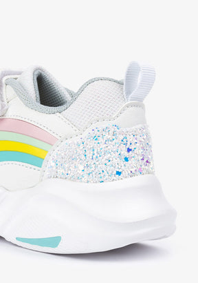 CONGUITOS Shoes Girl's White Rainbow With Lights Sneakers