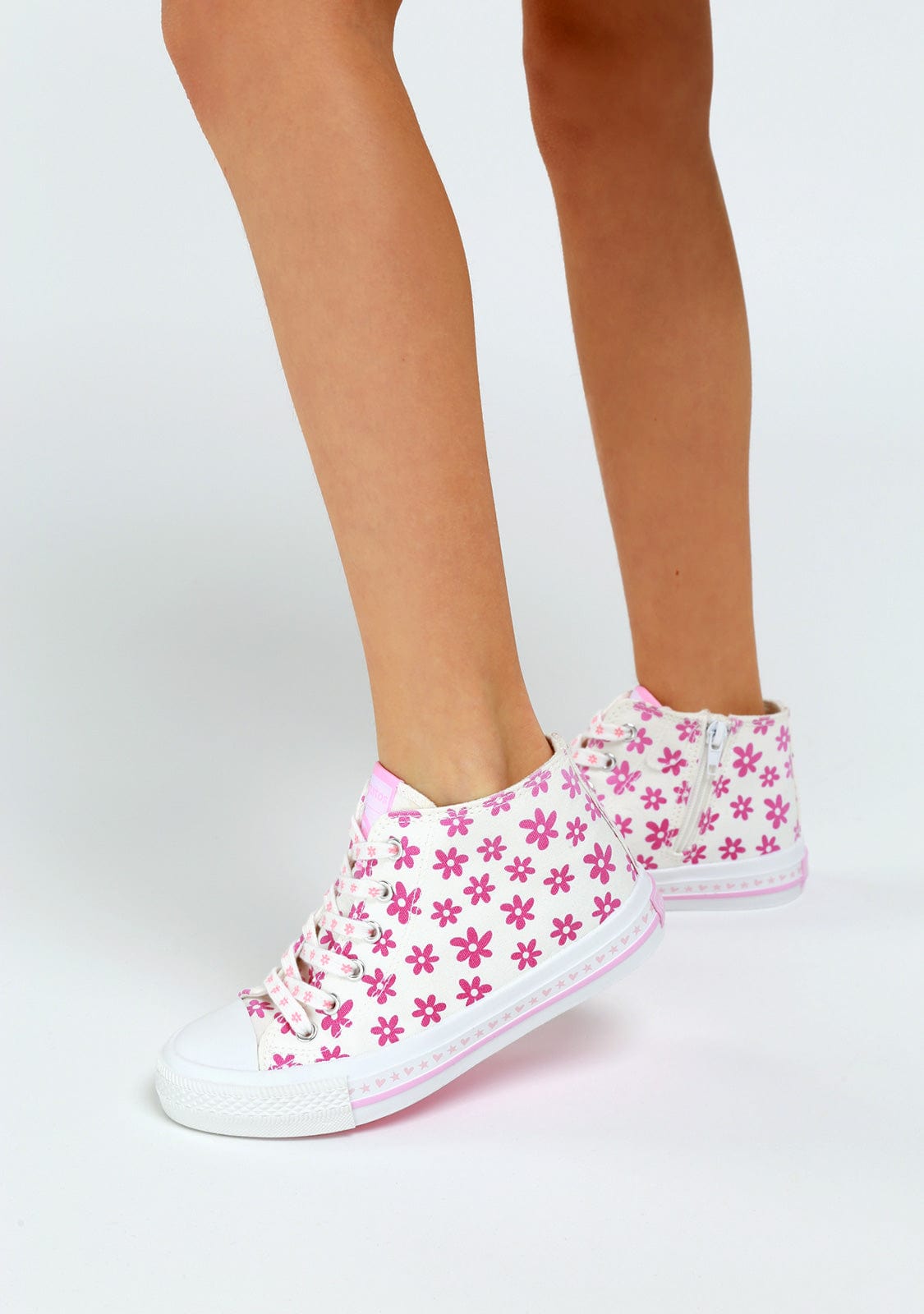 CONGUITOS Shoes Girl's White Solar Hi-Top Sneakers Canvas
