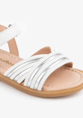 CONGUITOS Shoes Girl's White Straps Leather Sandals
