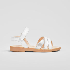 CONGUITOS Shoes Girl's White Strips Leather Sandals