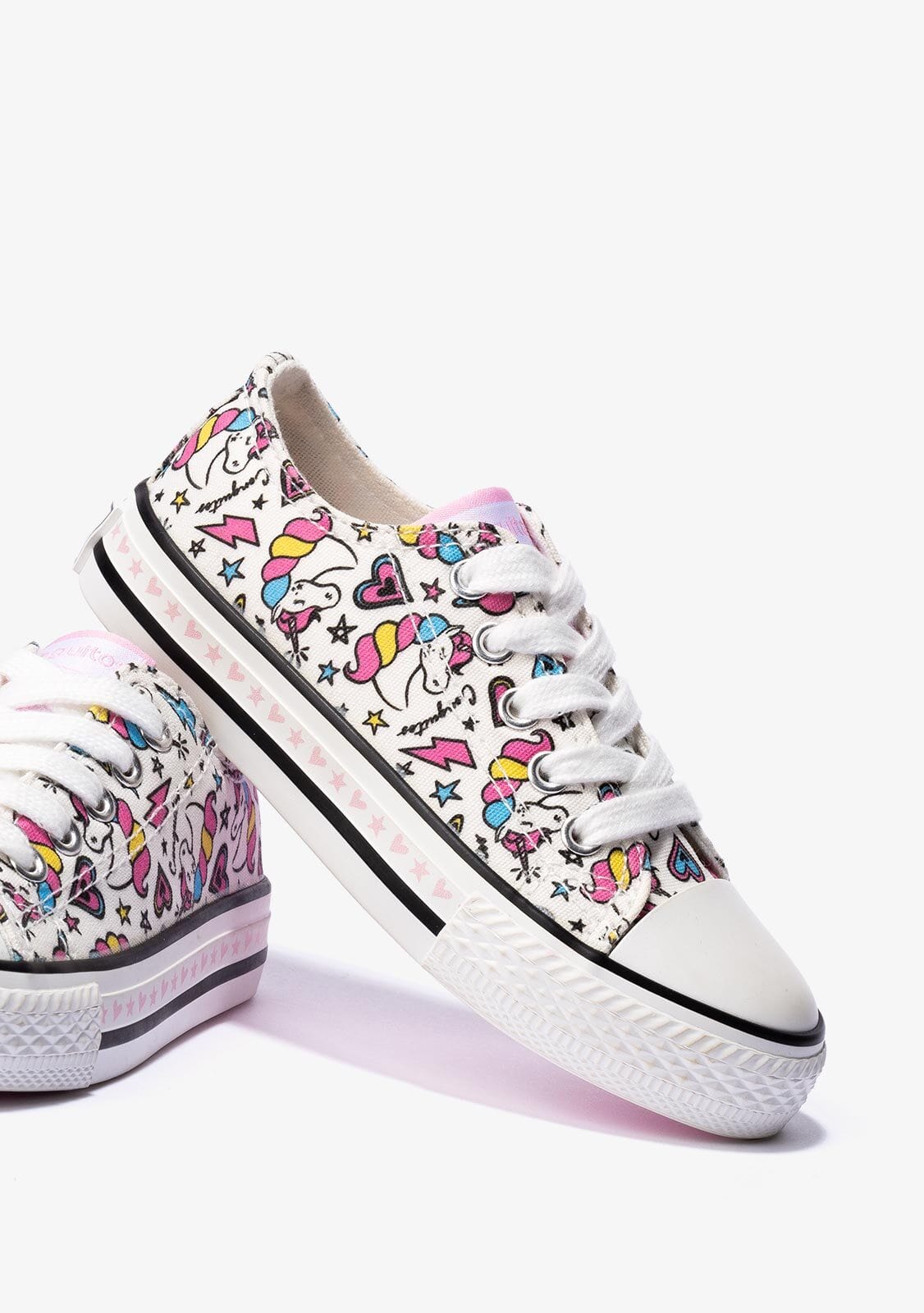 CONGUITOS Shoes Girl's White Unicorn Sneakers Canvas