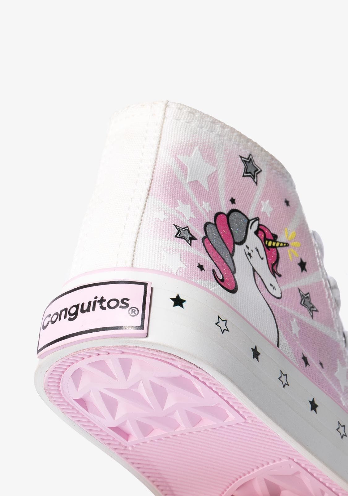 CONGUITOS Shoes Girl's White Unicorn Solar Hi-Top Sneakers Canvas