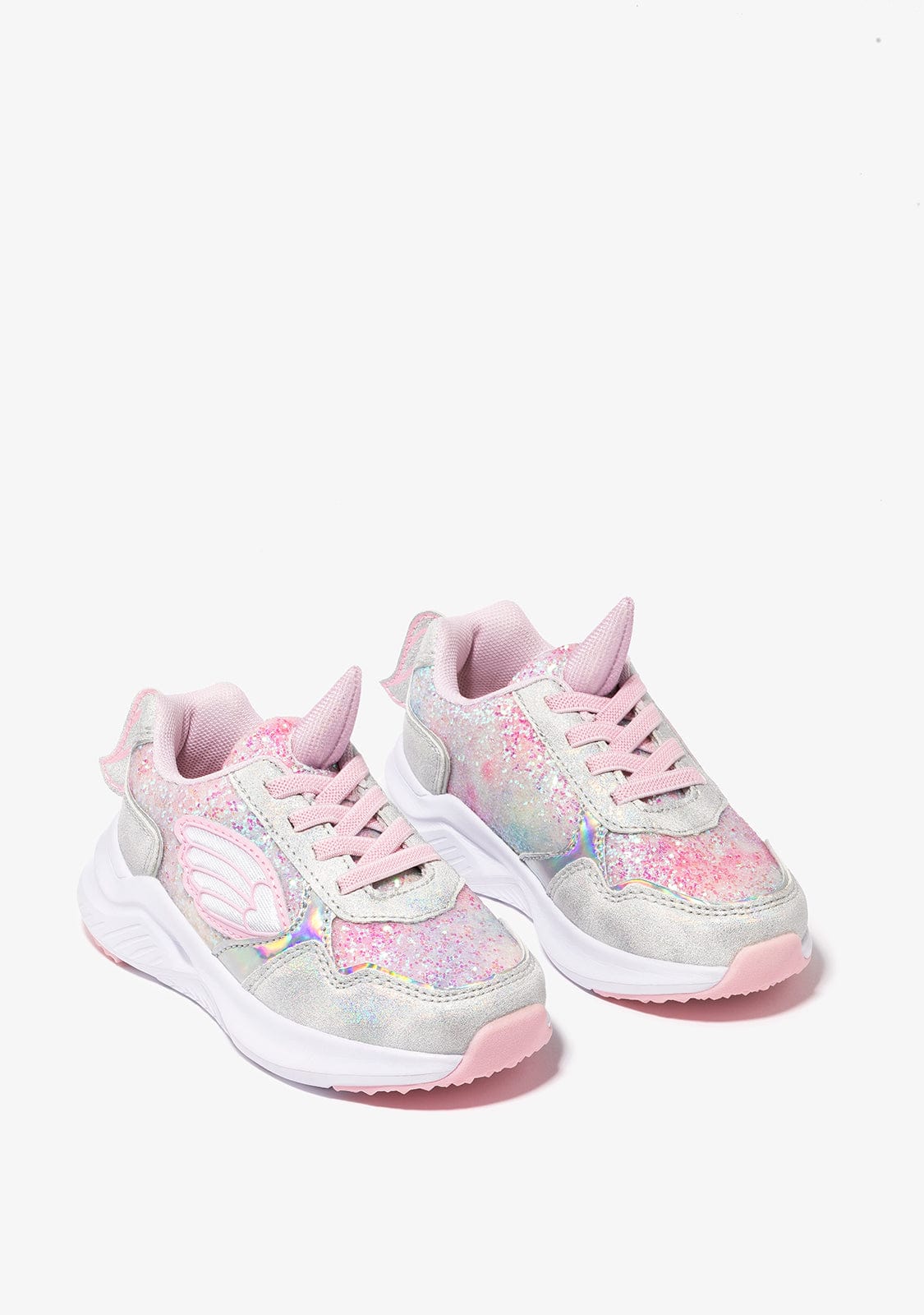 CONGUITOS Shoes Girl's White Unicorn With Lights Sneakers Metallized