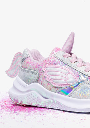 CONGUITOS Shoes Girl's White Unicorn With Lights Sneakers Metallized
