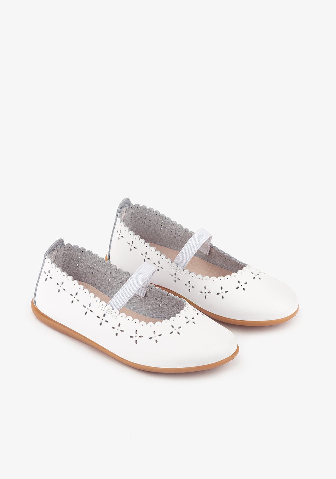 CONGUITOS Shoes Girl's White Washable Leather Ballerinas