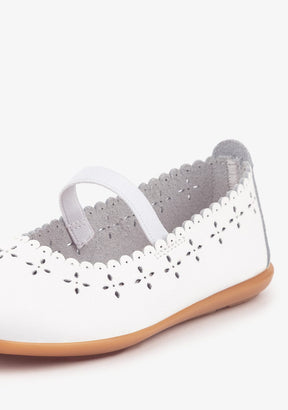 CONGUITOS Shoes Girl's White Washable Leather Ballerinas
