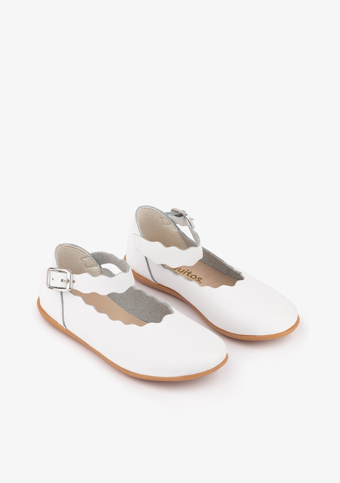 CONGUITOS Shoes Girl's White Waves Washable Leather Mary Janes