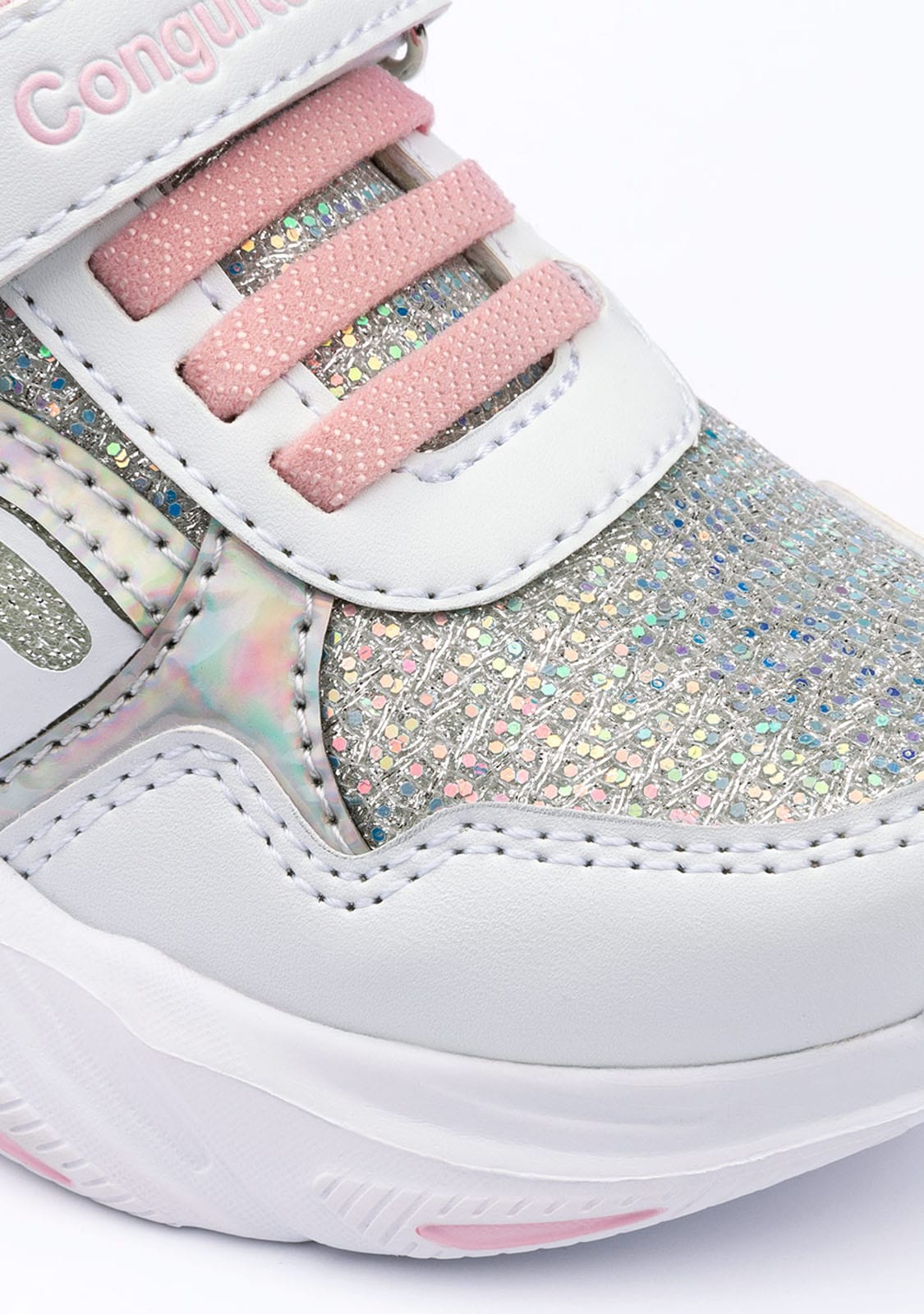 CONGUITOS Shoes Girl's White With Lights Sneakers Glitter