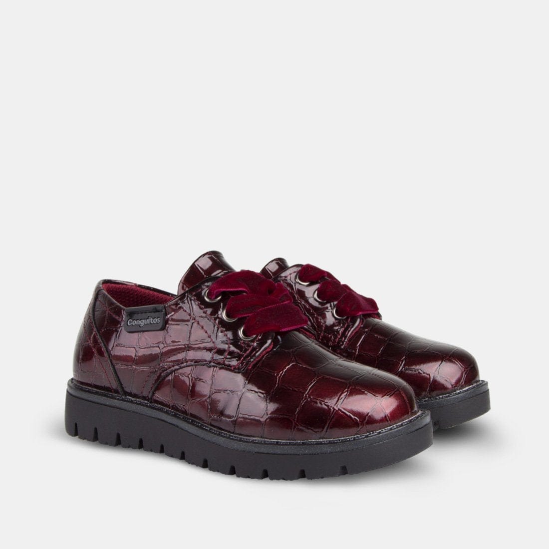 CONGUITOS Shoes Girl's Wine Patent Leather Shoes