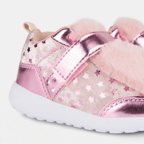 CONGUITOS Shoes Girls Light Up Pink Velvet Sneakers