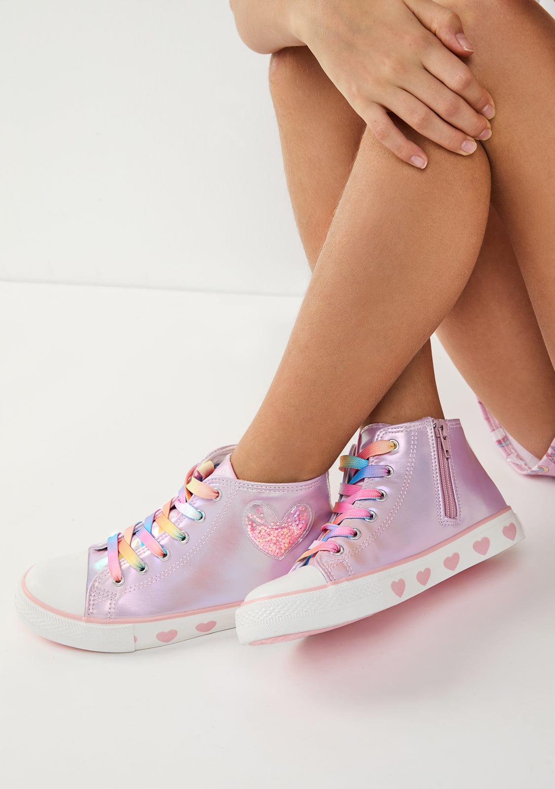CONGUITOS Shoes Iridescent Pink Heart Hi-Top Sneakers