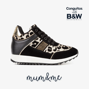 CONGUITOS Shoes Mum's Black Leopard Sneakers