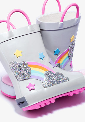CONGUITOS Shoes Rainbow Silver Grey Rain Boots Rubber