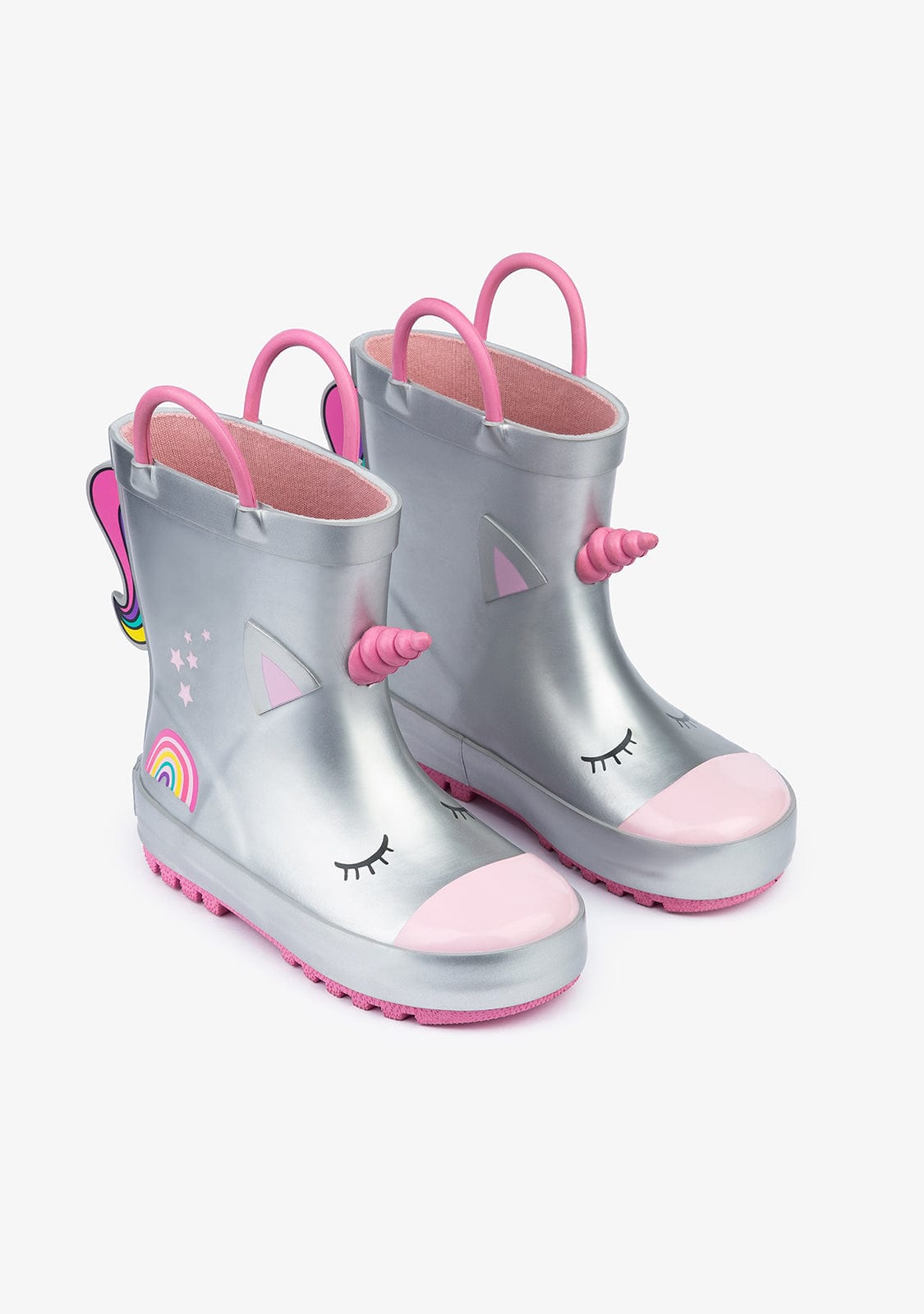 CONGUITOS Shoes Silver Unicorn Rain Boots Rubber