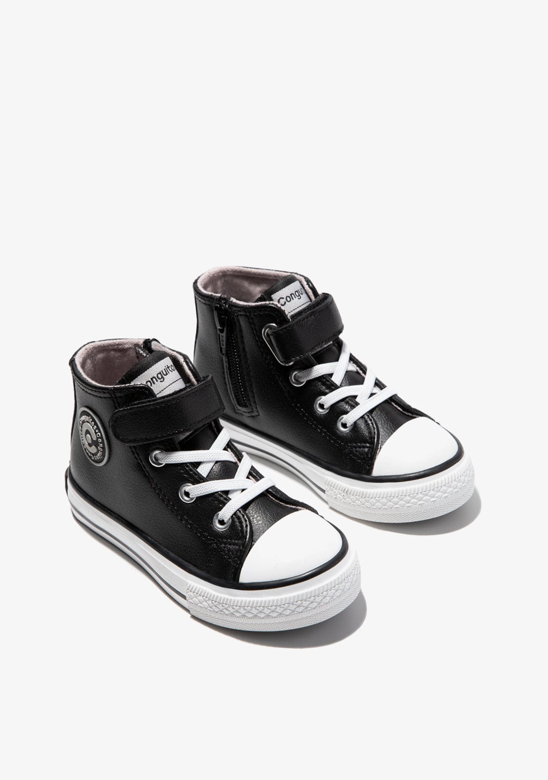 CONGUITOS Shoes Unisex Black Adherent Strip Hi-Top Sneakers Napa