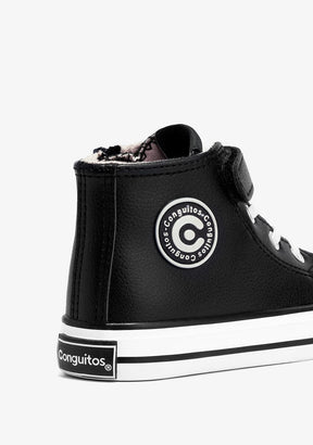 CONGUITOS Shoes Unisex Black Adherent Strip Hi-Top Sneakers Napa